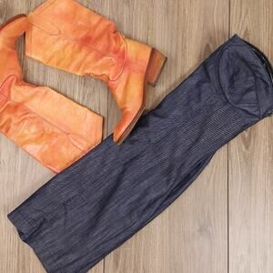 EUC Guess denim strapless, lace up stretchy mini dress sz M